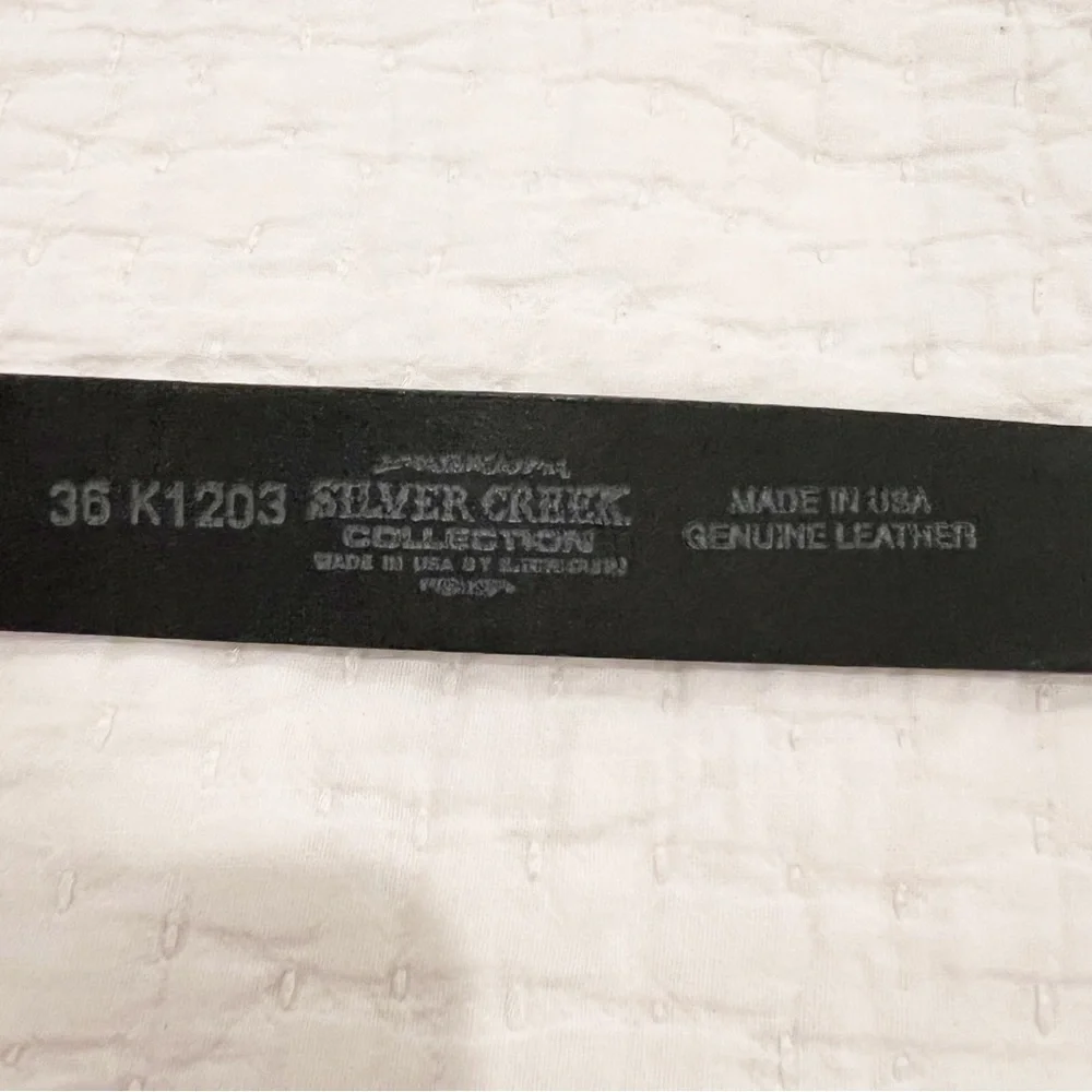Silver Creek Collection Belt Mens 36 Black Genuine Leather Basic Made in USA